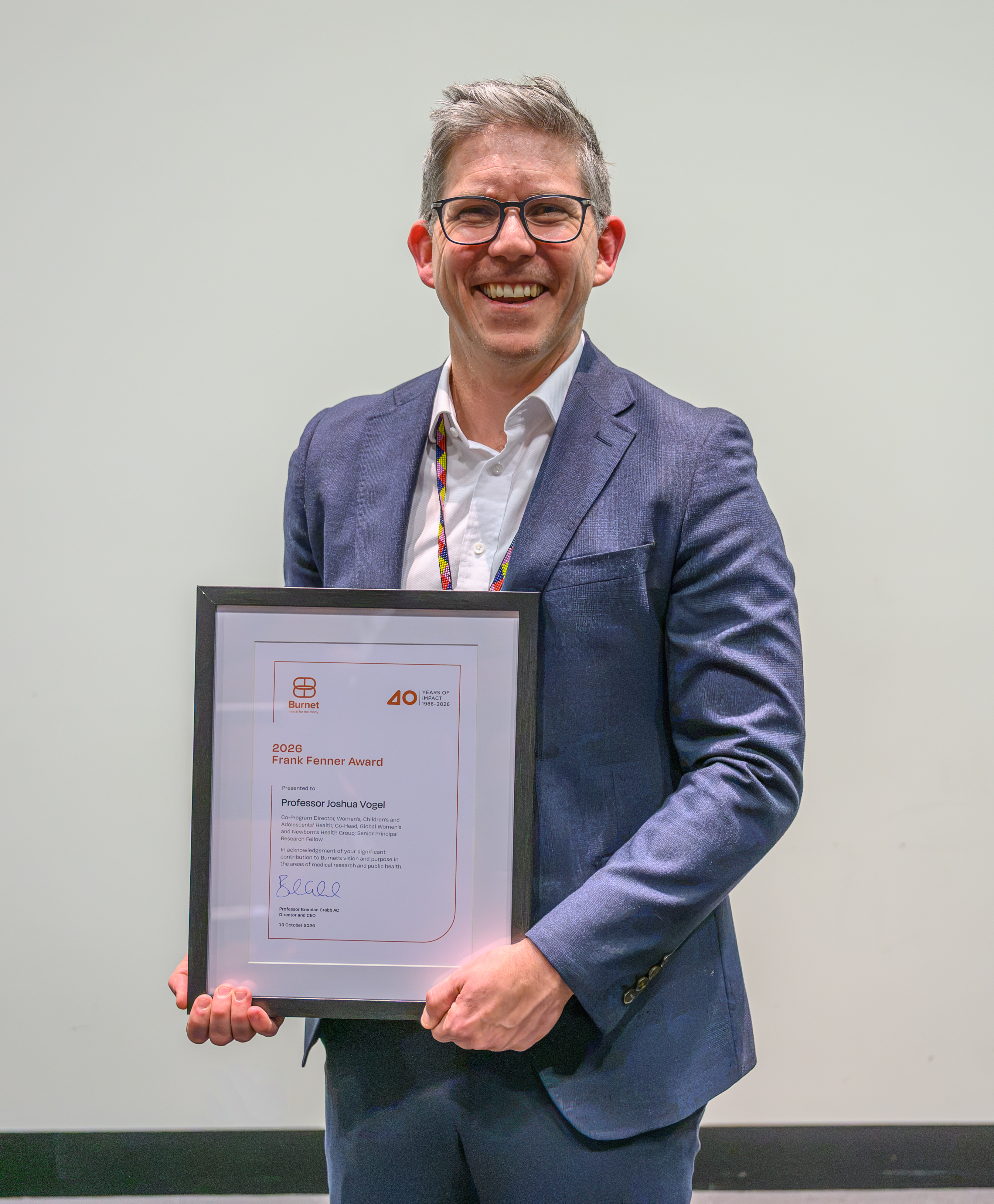 Professor Joshua Vogel awarded for contribution to maternal health research