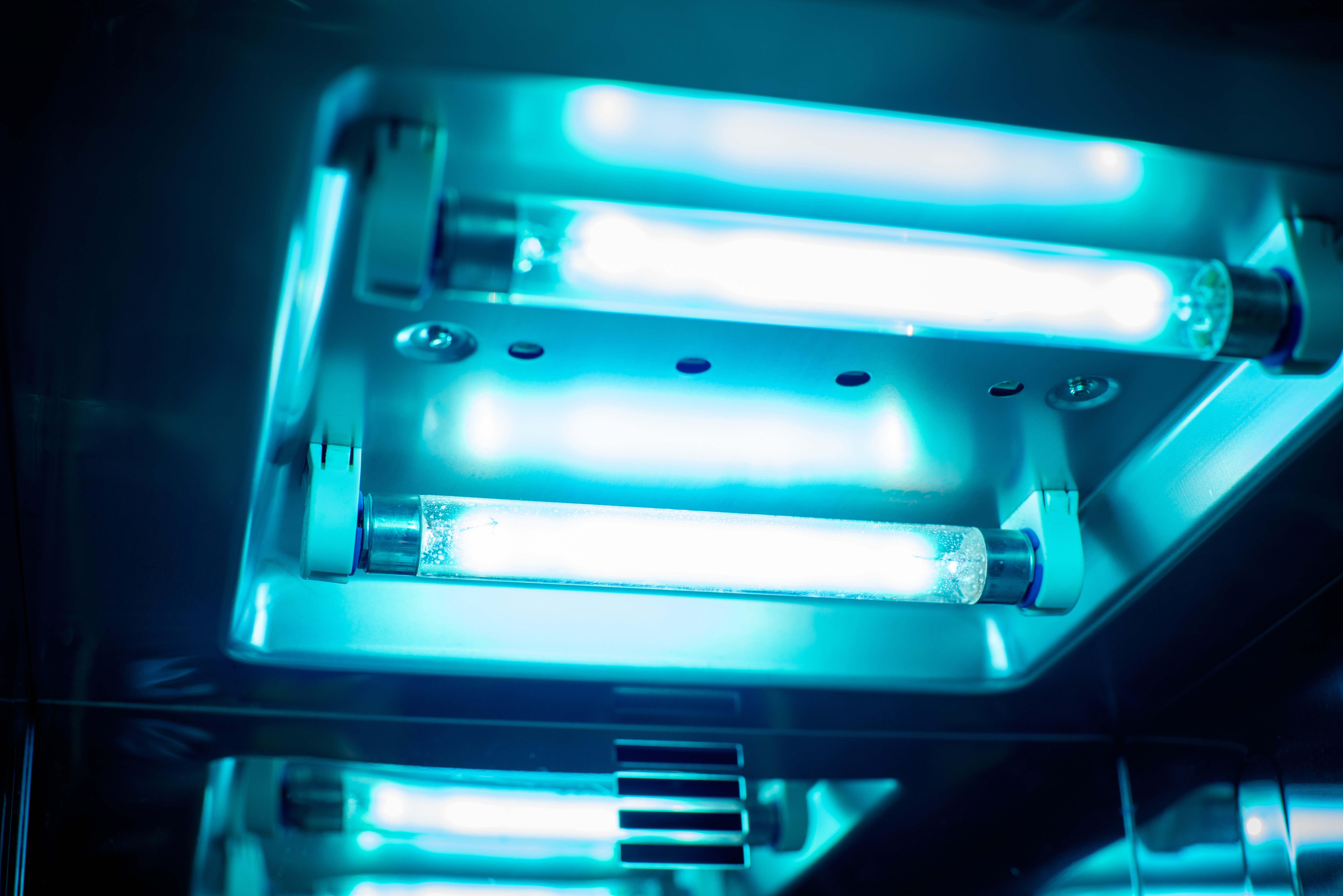 A close up of a UV light sterilization lamp. Image credit Nor Gal via Shutterstock.com